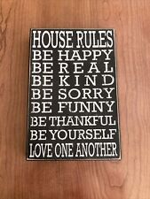 Placa de parede House Rules madeira decoração para casa placa rústica inspiração família 15”x10” comprar usado  Enviando para Brazil