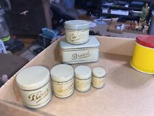 Antiguo juego de latas de juguete de lata con cajas de pan y pastel crema con plantillas doradas segunda mano  Embacar hacia Argentina