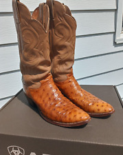 Vintage Justin Cowboy Ostrich Leather Boots Western Men's Size 11B nailed Pegged, used for sale  Shipping to South Africa
