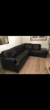 black leather corner sofa used for sale  BARNSLEY