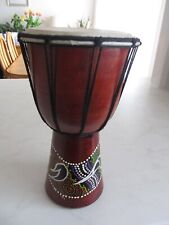 VINTAGE BONGO DRUM, HAND DECORATED, WITH AFRICAN DECORATION. READY TO PLAY. for sale  Shipping to South Africa