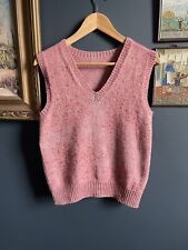 Colete suéter de lã tricotado à mão feito à mão em linda cor rosa goiaba variada comprar usado  Enviando para Brazil