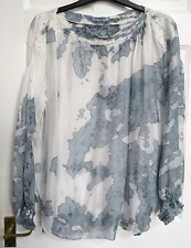 Made In Italy apx size 20 22 blue white abstract pattern silky Lagenlook top til salgs  Frakt til Norway
