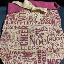 Usado, Bolsa grande de Papai Noel de estopa ou bolsa de presente com estampa de Borgonha e escrita de Natal. comprar usado  Enviando para Brazil