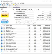 Toshiba hdwd120uzsva 2tb for sale  WOLVERHAMPTON
