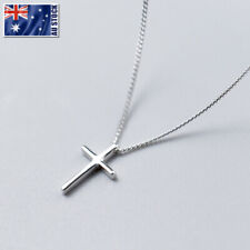 Colar pingente feminino genuíno prata esterlina 925 cruz de Jesus lisa crucifixo, usado comprar usado  Enviando para Brazil