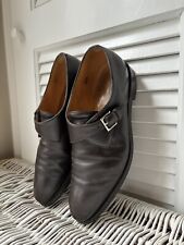 John Lobb Monk Strap Men’s Shoes, Size 9.5 E Chocolate Brown Pebble Finish for sale  Shipping to South Africa