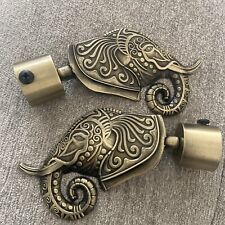 Elephant Head  Curtain Rod Finials   Antique Brass Finish 10 Sets Available for sale  Shipping to South Africa