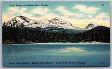 Three Sisters Mirror Lake Oregon Snowcapped Mountains Forest Lakefront Postcard for sale  Shipping to South Africa