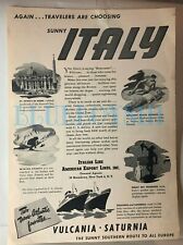 1920's Italian Line MS Vulcania & Saturnia Us Magazine Full page Advert  for sale  Shipping to South Africa