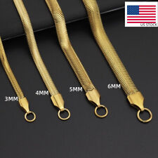 2.2-6mm Stainless Steel 18k Gold Plated Flat Snake Chain Necklace Women Men for sale  Shipping to South Africa