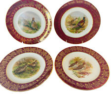 4 placas de armário Brooks Brothers jogo pássaros borda vermelha acabamento dourado feito na Inglaterra, usado comprar usado  Enviando para Brazil