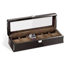 Wooden Watch Box Organizer Storage Watche Display Box Glass Cabinet Woody Casket, used for sale  Shipping to South Africa