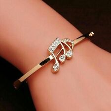 925 Sterling Silver Moissanite Music Tune Bangle Bracelet 14k Yellow Gold Plated, used for sale  Shipping to South Africa