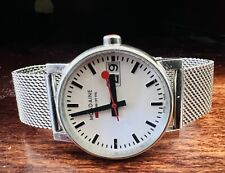Relógio feminino Mondaine 30 mm pulseira de malha de aço inoxidável prata ferrovia suíça oficial, usado comprar usado  Enviando para Brazil