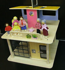 Od 3 lat duży nowoczesny drewniany domek dla dzieci + 7 drewnianych lalek na 2 piętrach na sprzedaż  Wysyłka do Poland