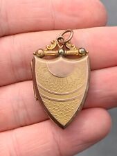 9ct gold back & front engraved shield locket pendant, Victorian 9k 375 5.2 grams for sale  Shipping to South Africa
