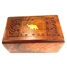 Caixa de armazenamento de joias artesanais de madeira feita à mão - Flores e videiras esculpidas - 5 x 3", usado comprar usado  Enviando para Brazil