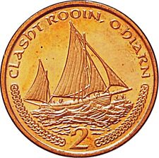  Moneda de 2 piezas de bote de pesca Isla de Man Manx - circulada segunda mano  Embacar hacia Argentina