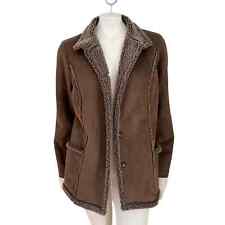 L.L. BEAN Faux Shearling Barn Coat Vegan suede Sherpa lined WOMENS MEDIUM PETITE, used for sale  Shipping to South Africa