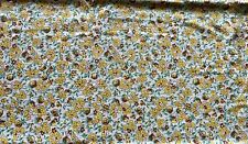 Vintage Feed Sack Fabric Flour Uncut Tiny Lemon Yellow Green Brown Daisy Flower for sale  Shipping to South Africa