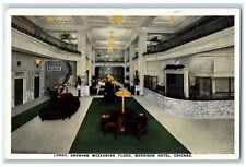 Używany, 1923 Morrison Motel pokazujący lobby antresola podłogowa Chicago Illinois IL Pocztówka na sprzedaż  Wysyłka do Poland