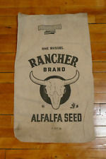 RARE Vintage Rancher Brand Alfalfa Seed One Bushel Cloth Seed Sack Bag for sale  Shipping to South Africa
