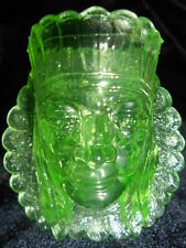 Used, Green Vaseline glass Indian head toothpick holder uranium chief native American for sale  Shipping to South Africa