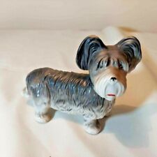 Vintage Dandie Dinmont Terrier Dog ceramic porcelain figurine black gray for sale  Shipping to South Africa