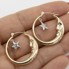 Brincos de argola 1" lua crescente e estrela ouro branco amarelo 14K real comprar usado  Enviando para Brazil