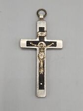 Used, Vintage Crucifix INRI Jesus Christ  Pectoral  Cross Ebony Inlaid Wood Germany  for sale  Shipping to South Africa