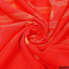 Usado, Cortina de sari tejida salmón añada drapeado mezcla de georgette sari SI6255 segunda mano  Embacar hacia Argentina