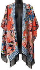 Chicos Lino Ruana Envoltura Kimono Floral Tropical Tango L/XL $119 segunda mano  Embacar hacia Argentina