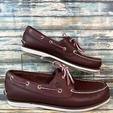 Timberland Boat Shoes Mens 9.5M Brown Leather Moccasin Loafer Casual Deck Beach, used for sale  Shipping to South Africa