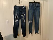 2 pares de jeans rasgados American Eagle cintura alta tamanho 0 comprar usado  Enviando para Brazil