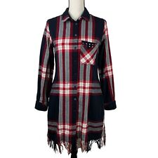 Camisa de vestir a cuadros con flecos Zara Basic para mujer XS con tachuelas con botones manga larga segunda mano  Embacar hacia Argentina