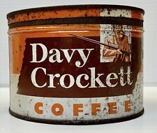 Vintage DAVY CROCKETT COFFEE Empty 1 Pound Tin Key Wind Coffee Can, used for sale  Shipping to South Africa