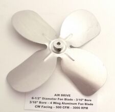 AIR DRIVE 6-1/2" Diameter x 3/16" Bore Fan Blade - 4 Wing Aluminum Fan Blade CW for sale  Shipping to South Africa