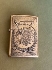 Vintage Barrett Smythe Brass Native American Indian Chief Zippo I 01, used for sale  San Francisco
