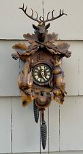 Relógio cuco vintage Alemanha cabeça de veado cena de caçador 30 horas de trabalho, muito bom! comprar usado  Enviando para Brazil