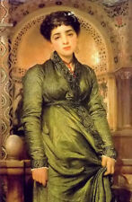 Oil painting Lord Frederick Leighton - girl in green figures portrait on canvas for sale  Shipping to Canada