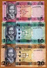 JUEGO Sudán del Sur, 5;10;20 libras, 2015-2016, elige 6b-7b-13 nuevos colores, sig. UNC segunda mano  Embacar hacia Argentina