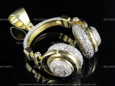 Auriculares colgantes para hombre de 1 quilate creados en laboratorio para DJ estudio de música enchapados en oro 14K segunda mano  Embacar hacia Argentina