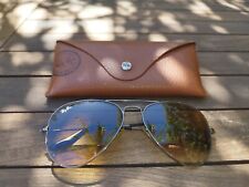 Ray Ban Aviator large metal Silver frames sunglasses 55 mm lens Brown lenses for sale  Shipping to South Africa