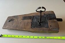 Fechadura de fazenda francesa de ferro forjado à mão dos anos 1700 em madeira com chave forjada comprar usado  Enviando para Brazil