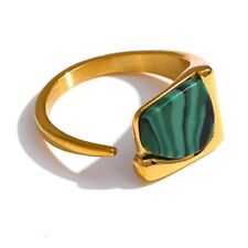 Anel natural ajustável ouro amarelo 14k com pedra preciosa verde turquesa joias antigas comprar usado  Enviando para Brazil