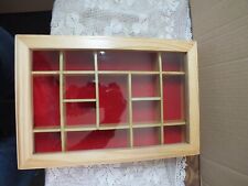 Wall hung or horizontal segmented glass front pine display case. for sale  Shipping to South Africa