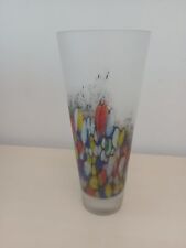 Tall cloudy Glass Vase with abstract pattern painted on the inside Venetian for sale  Shipping to South Africa