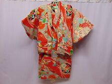 1960's Child's Padded Kimono w sleeves Vest Obi Tabi Zori hand sewn Orange color for sale  Shipping to South Africa