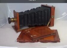 Câmera antiga de placa de madeira e 3x suportes de filme lentes de latão fole preto sem fabricante comprar usado  Enviando para Brazil